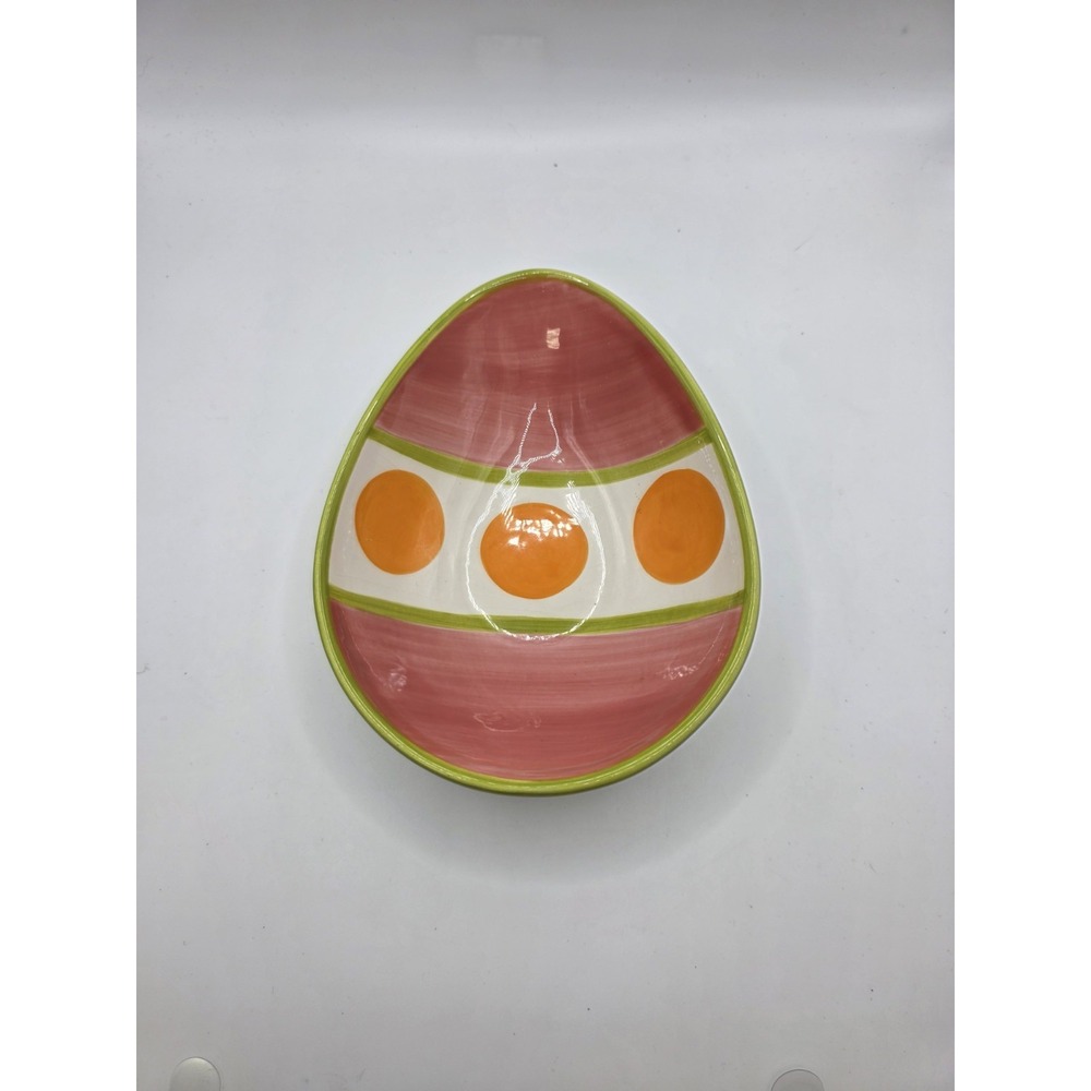 Easter Home & Garden Party Ceramic Stoneware Egg Shaped Candy Dish